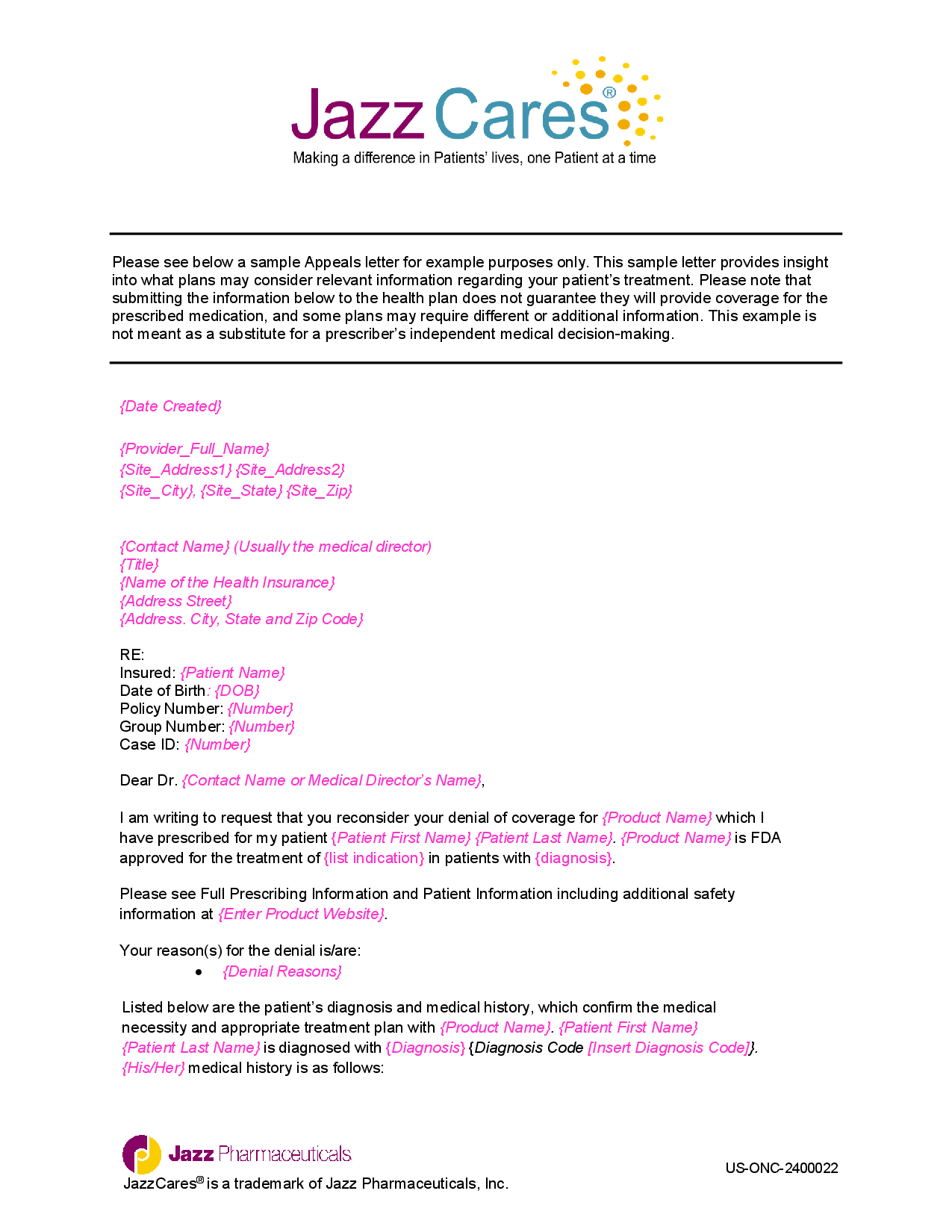 Sample Letter of Appeal