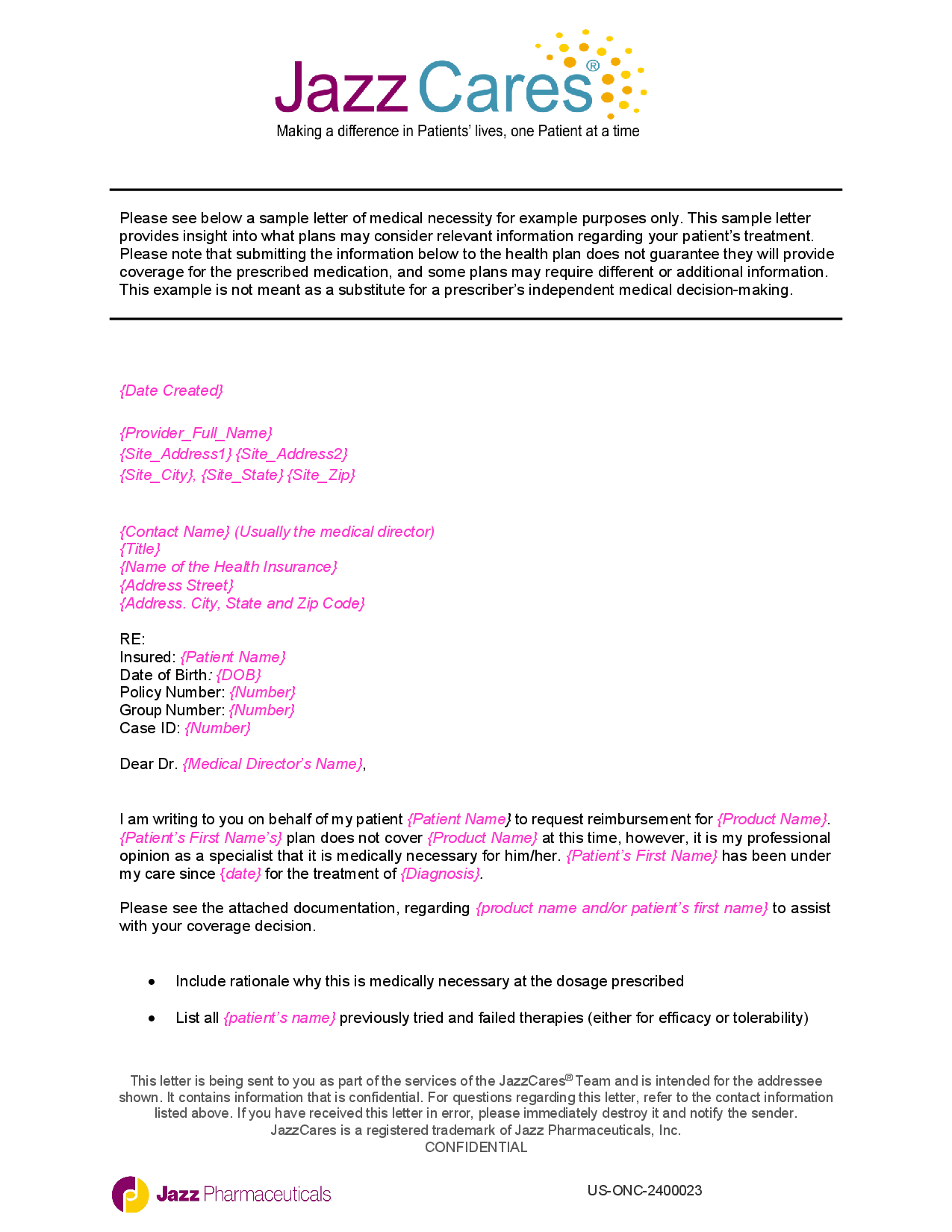 Sample letter of medical necessity